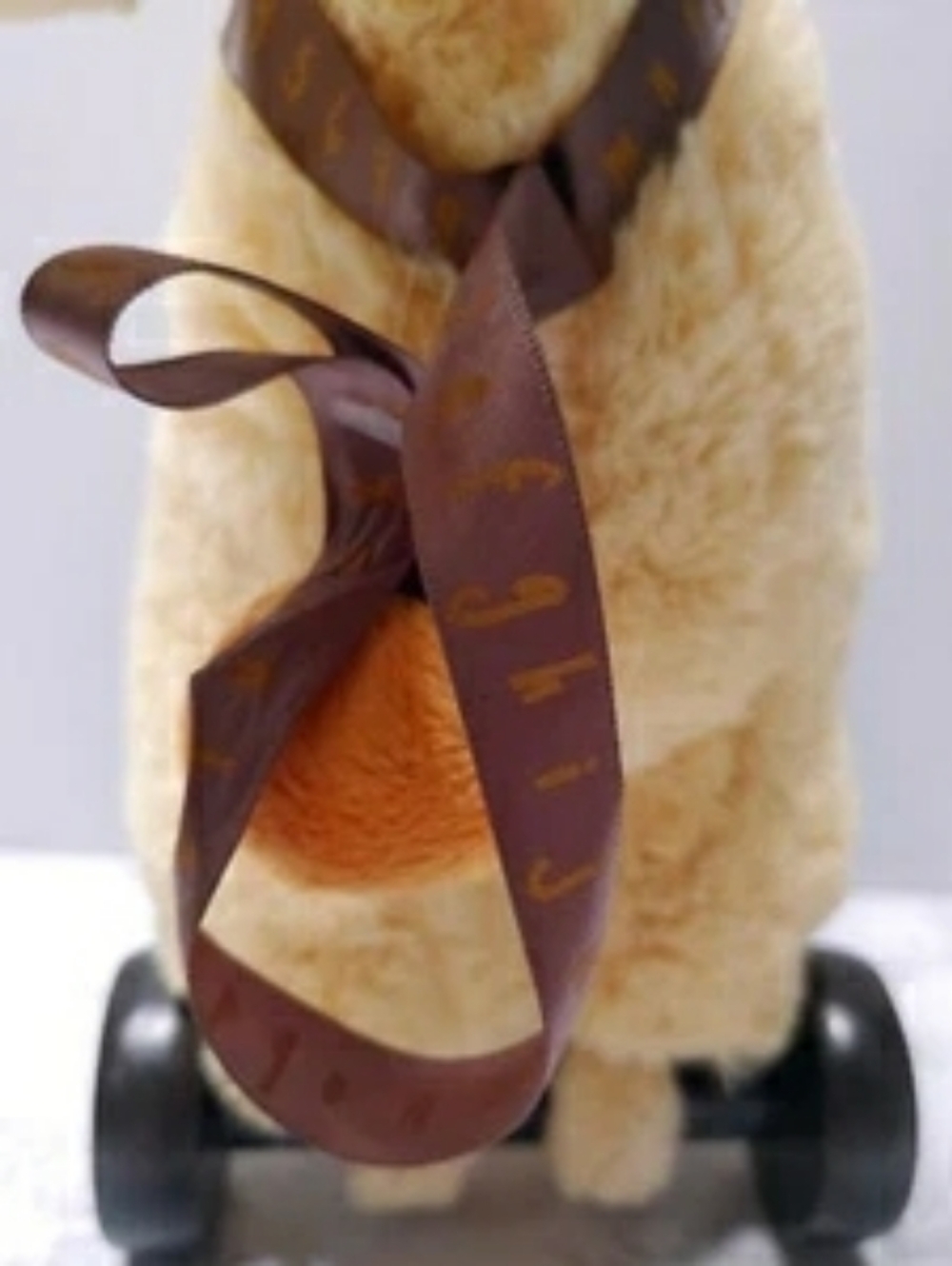 💲5⃣▶PiccoloBambinoPlush Giraffe12.5"w/removable wooden wheels Pull Toy -Vintage - Picture 5 of 5